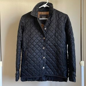 Coach signature print padded jacket with leather detail